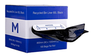 800mm x 1000mm x 35mu 100 Pack Dispenser Box Rubbish Bin Liner, Rubbish Bags 80L - Black,